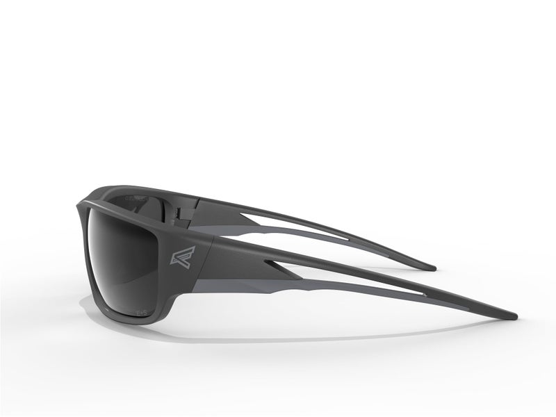 Edge TSK236VS Kazbek Torque Polarized Anti-Fog/Vapor Shield Safety Glasses, Anti-Scratch, Non-Slip, UV 400, Military Grade, ANSI/ISEA & MCEPS, 5.04" W, Matte Black Frame with Red E Logo/Smoke Lens - Image 3